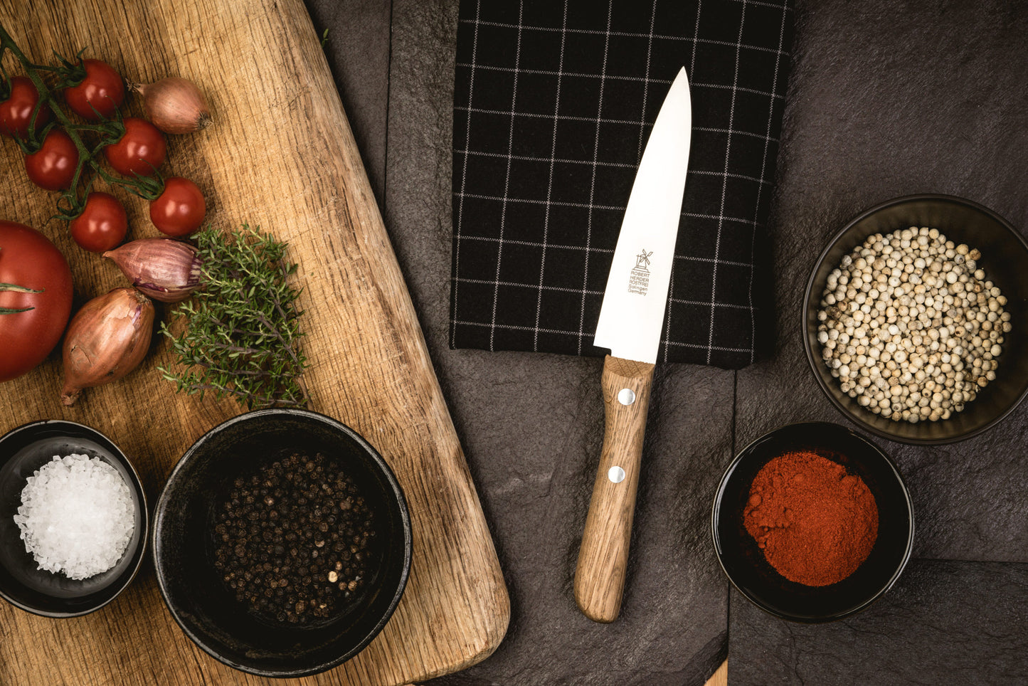 Windmühlenmesser - Vielzweckmesser SANTOKU - Rotbuche